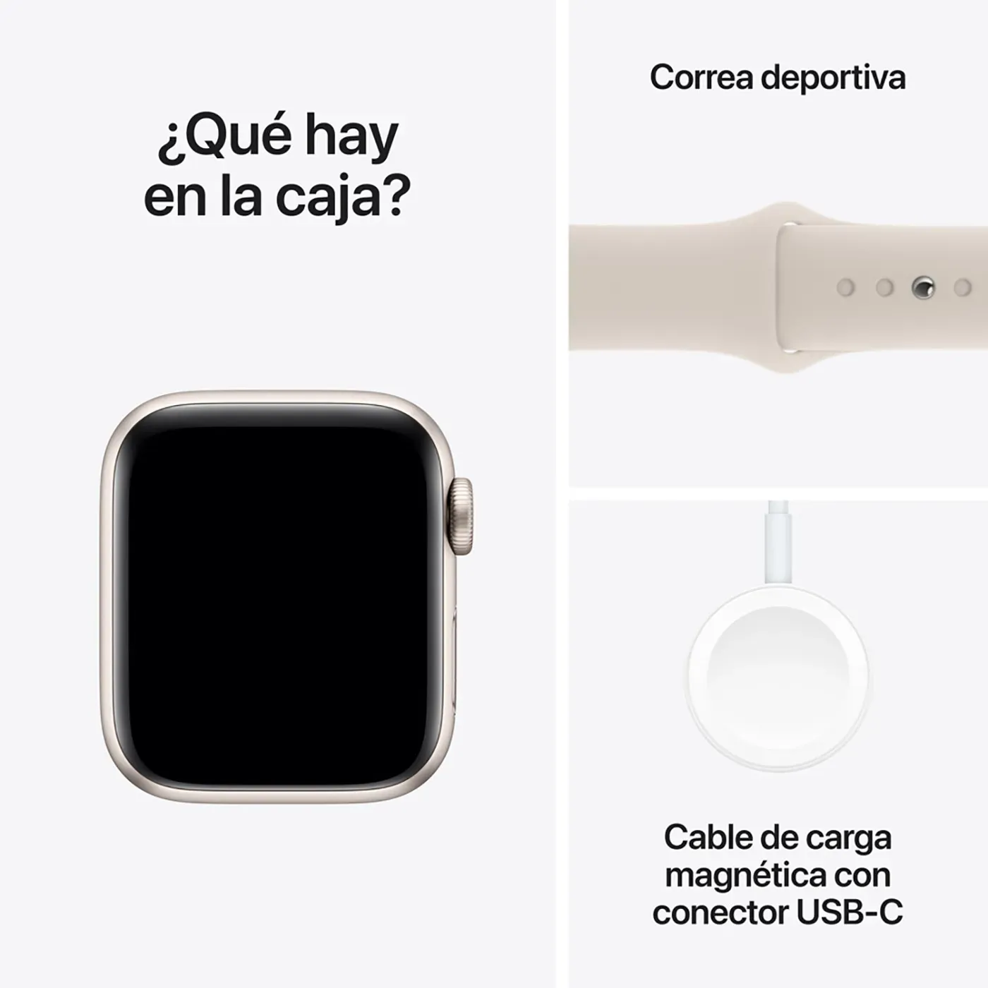 Apple Watch SE GPS de 40 mm Caja de Aluminio en Blanco Estrella, Correa Deportiva Blanco Estrella Talla S|M