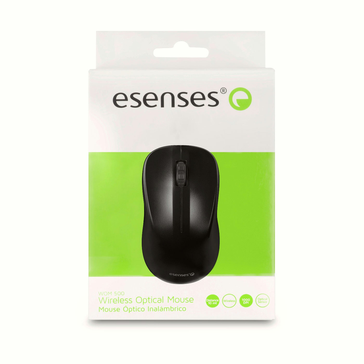 Mouse ESENSES Inalámbrico Óptico WOM-500 Negro