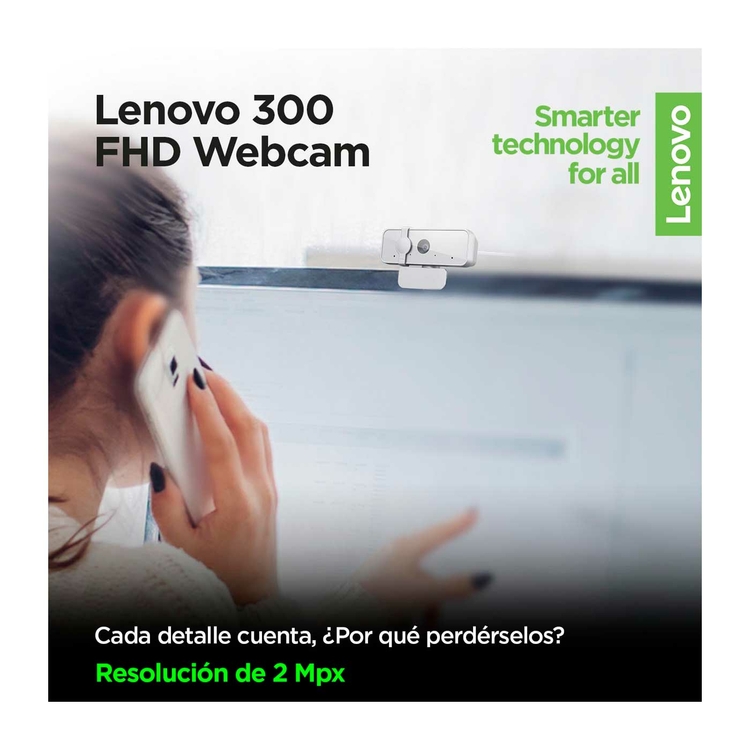 Cámara Web LENOVO USB 300 FHD Gris
