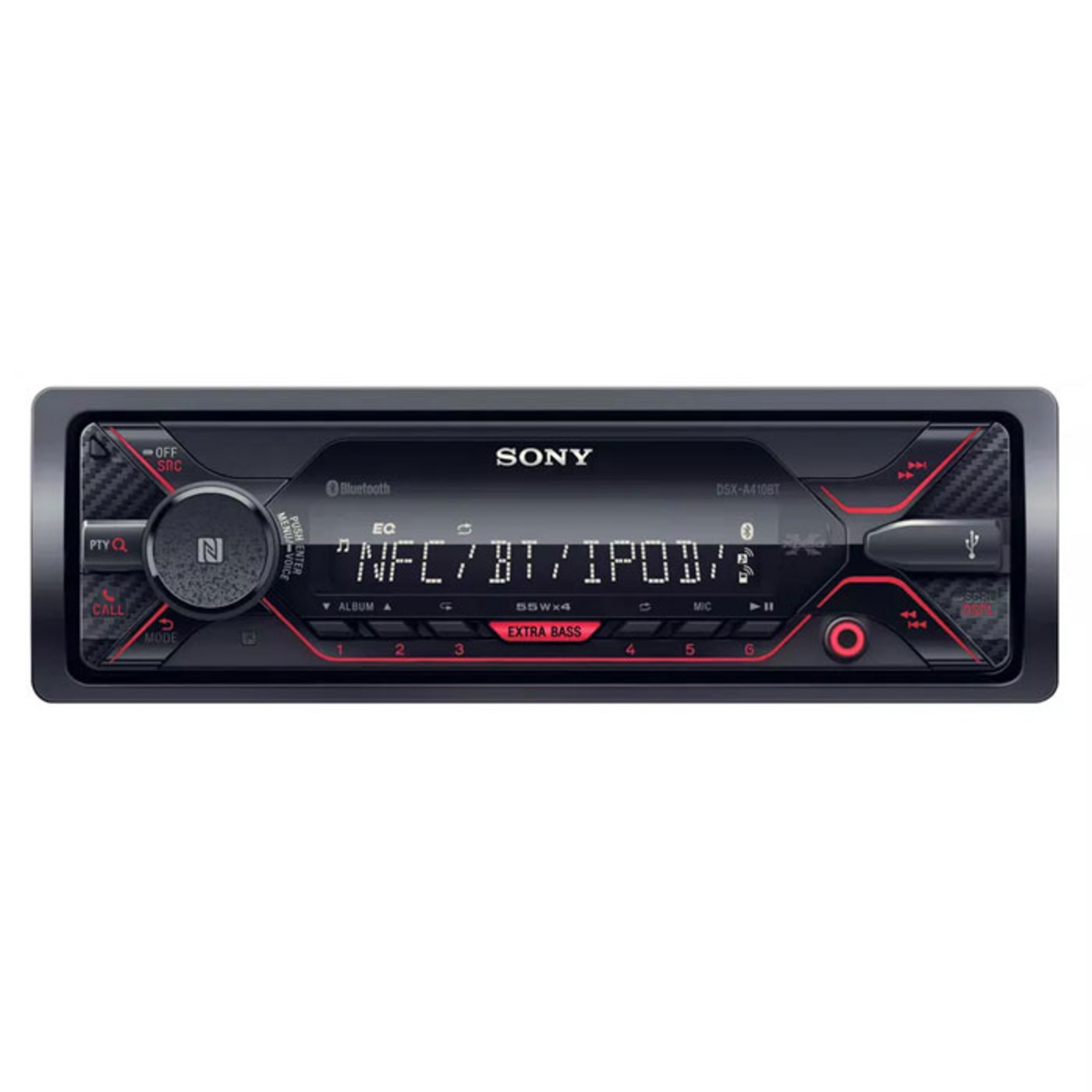Radio Car Audio SONY 1 Din DSX-A410 Azul Negro Rojo