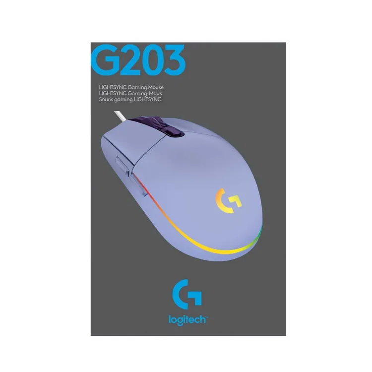 Mouse LOGITECH Alámbrico Gaming G203 Lila