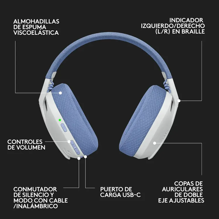 Audífonos de Diadema LOGITECH G Inalámbricos Gamer G435 Blanco