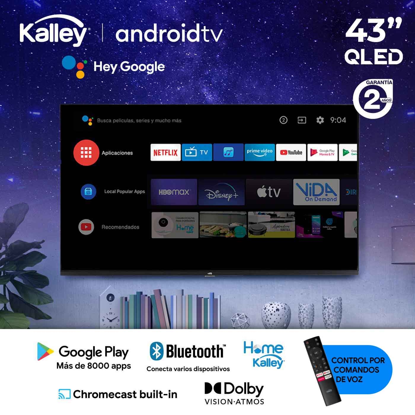 TV KALLEY 43 Pulgadas 109 cm K-ATV43UHDQW 4K-UHD QLED Smart TV Android TV KALLEY 43 Pulgadas 109 cm K-ATV43UHDQW 4K-UHD QLED Smart TV Android