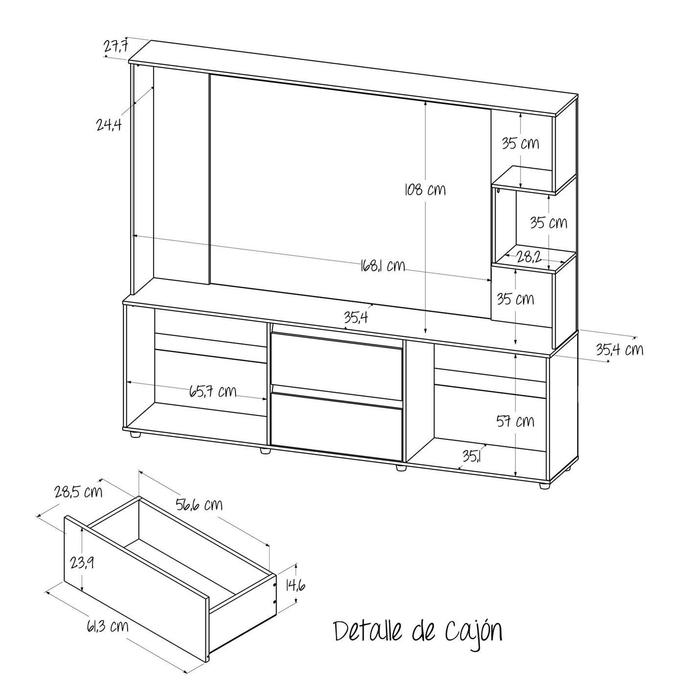 Centro de Entretenimiento MADERKIT Baptistine Ceniza Centro de Entretenimiento MADERKIT Baptistine Ceniza