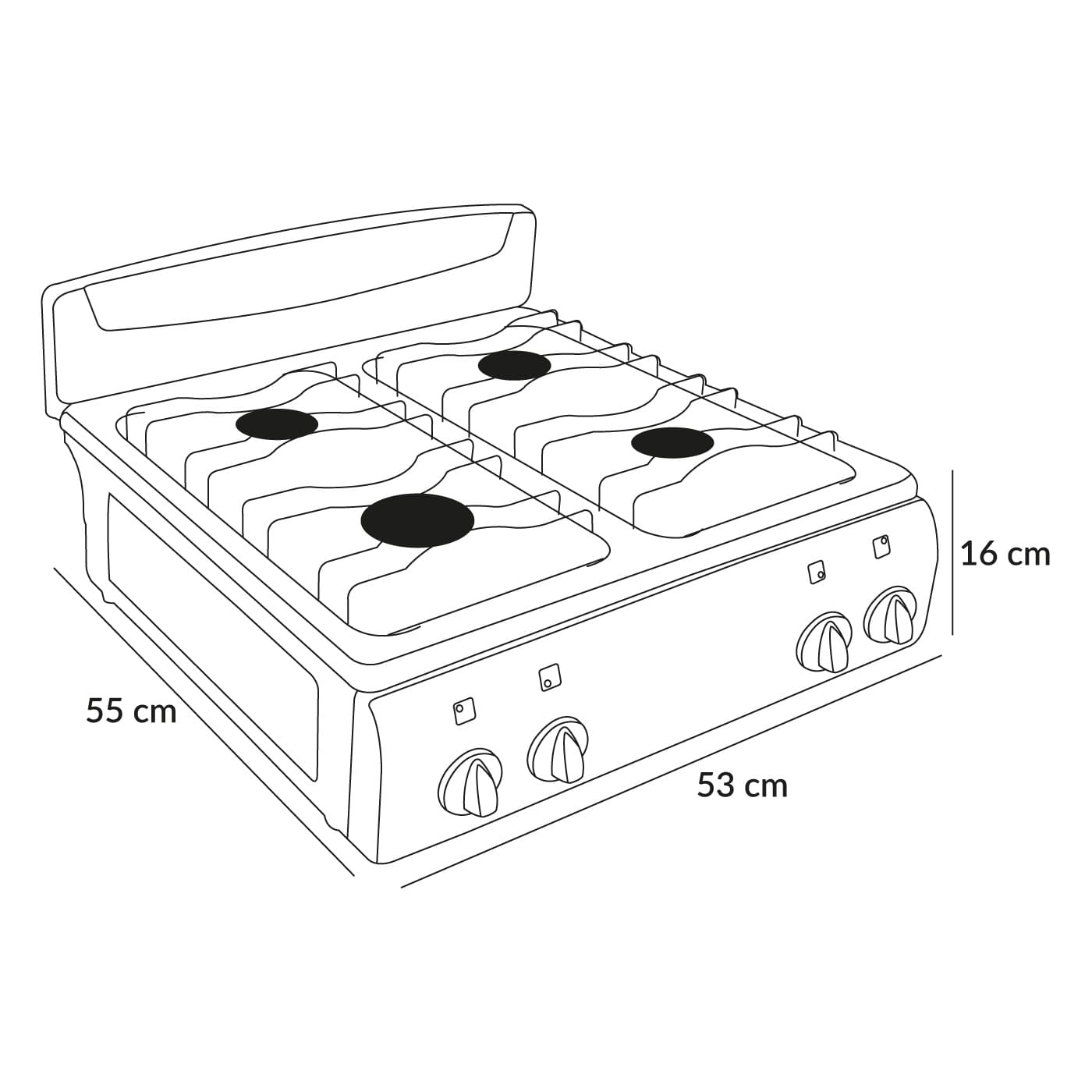 Estufa de Mesa SUPERIOR 4 Puestos Gas Natural 7053 Gris