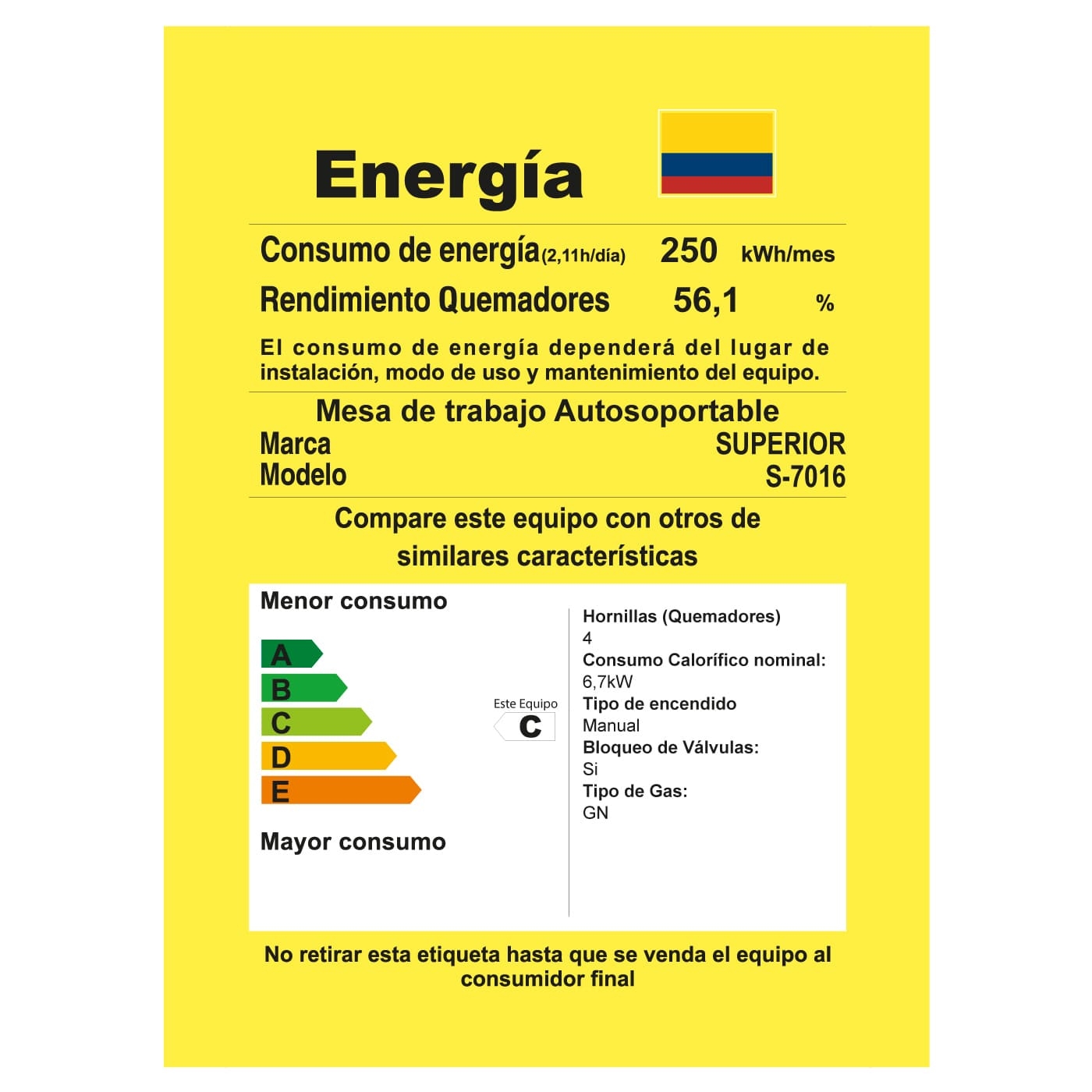 Estufa de Piso SUPERIOR 4 Puestos Gas Natural 7016-1 Negro