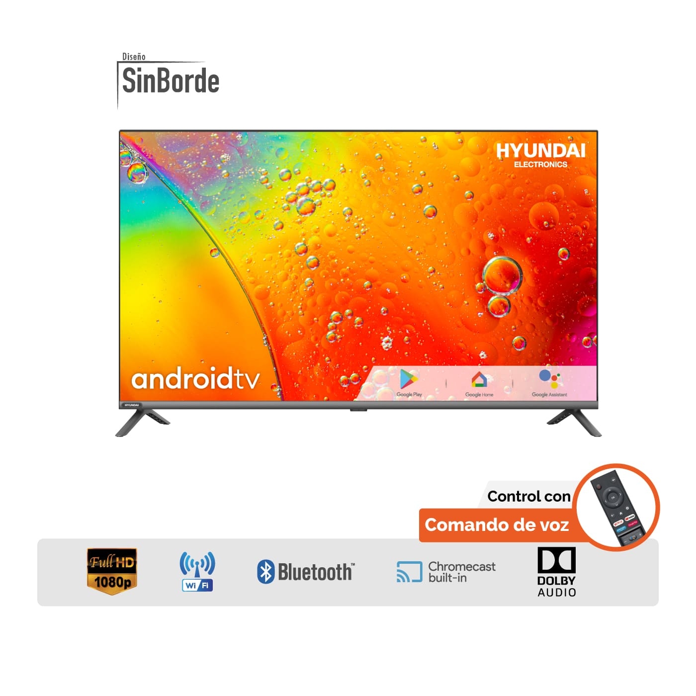 TV HYUNDAI 43" Pulgadas 109 cm 4321 FHD LED Smart TV Android