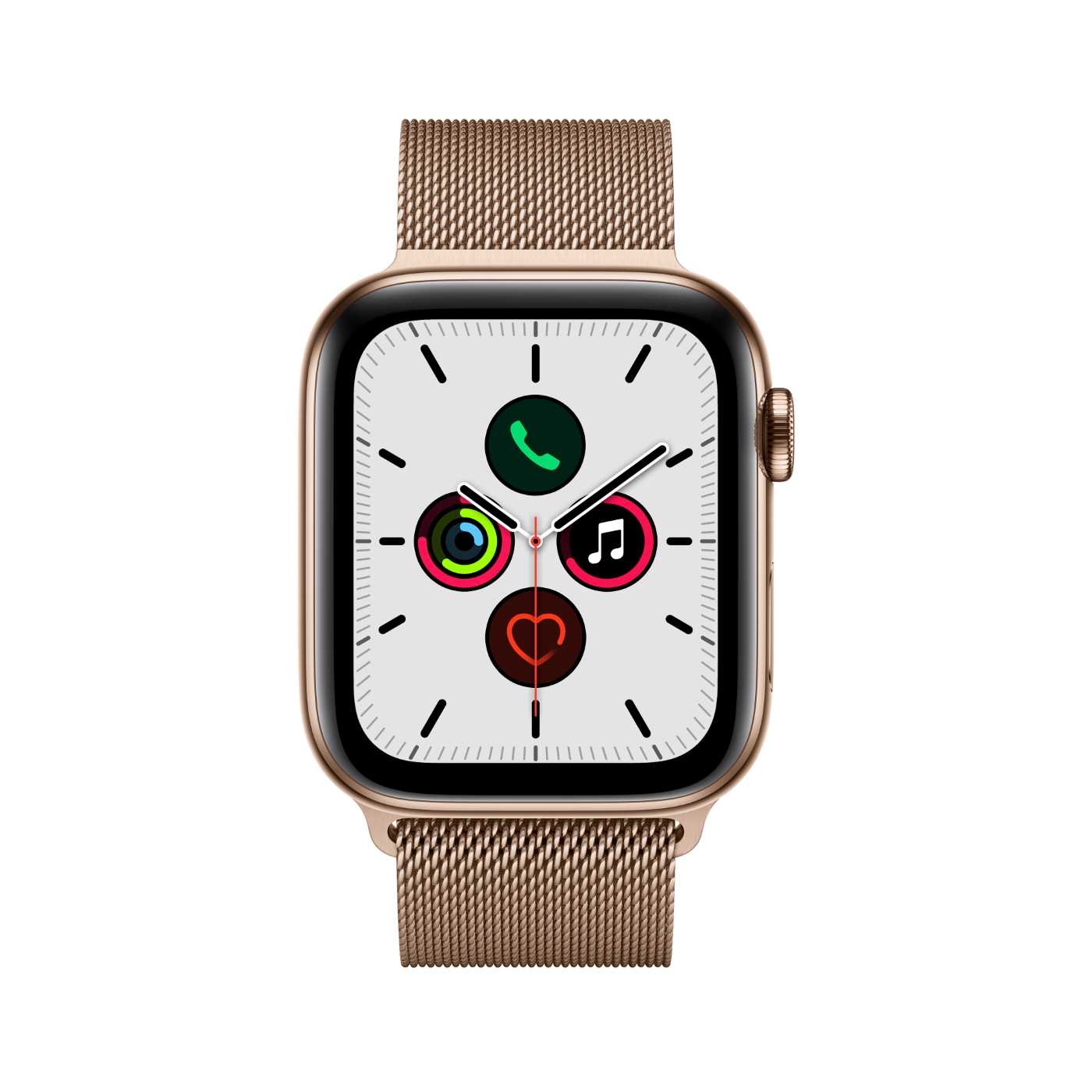 Apple Watch Series 5 + Cellular 44 mm Caja de Acero Inoxidable Oro, Pulsera Milanese Loop Oro