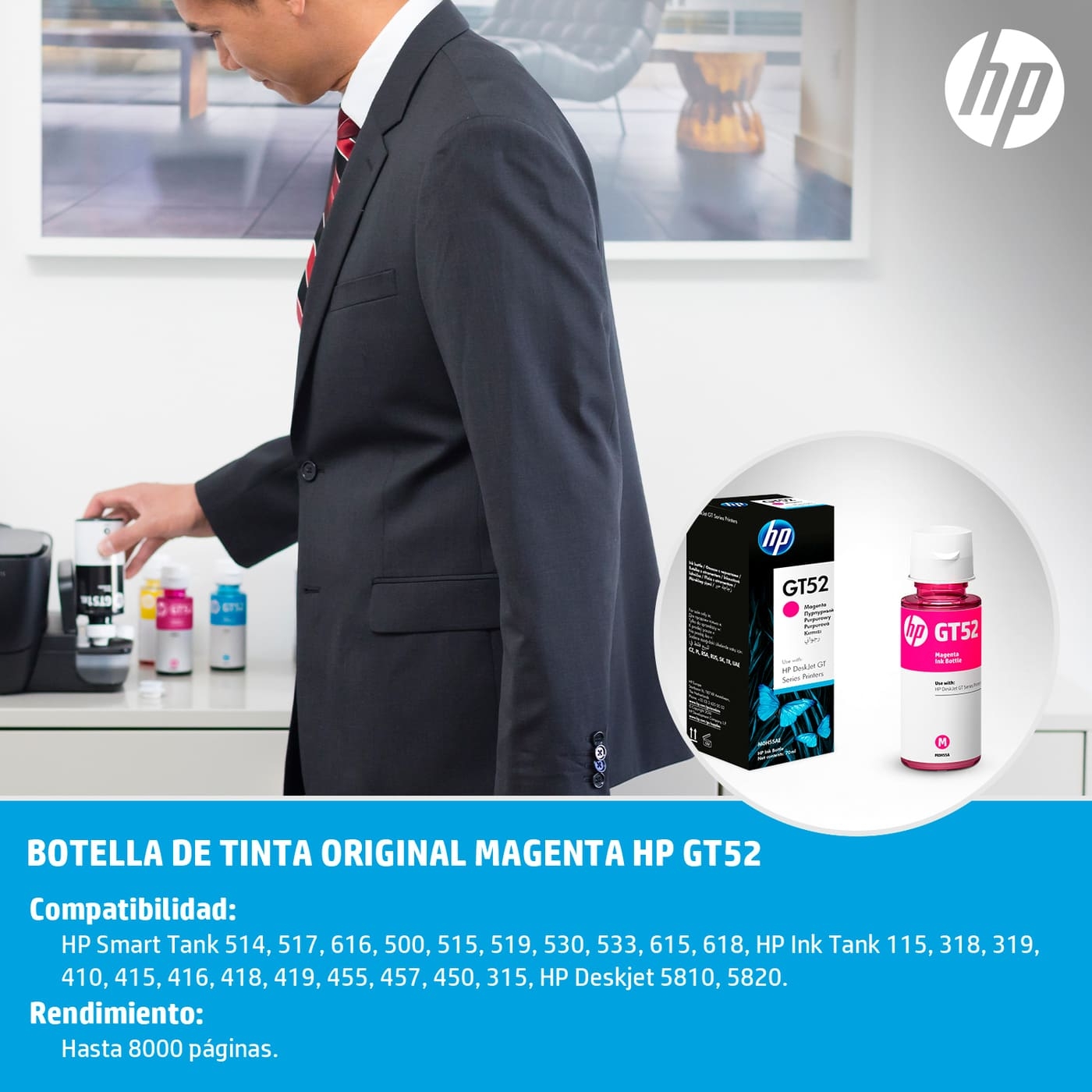 Botella de Tinta HP GT52 Magenta
