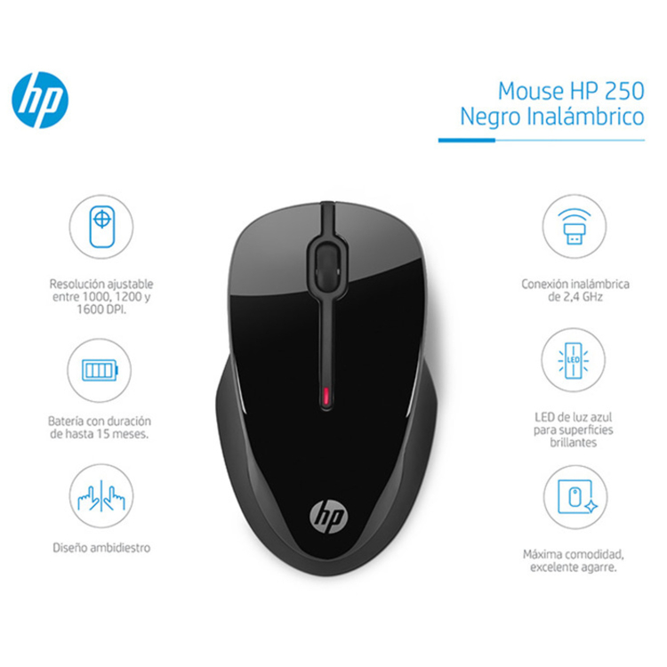 Mouse HP Inalámbrico 250 Negro