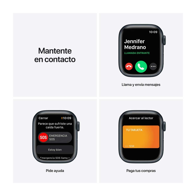 Apple Watch Series 7 de 41 mm Caja de Aluminio en Azul Medianoche, Correa Deportiva Azul Medianoche