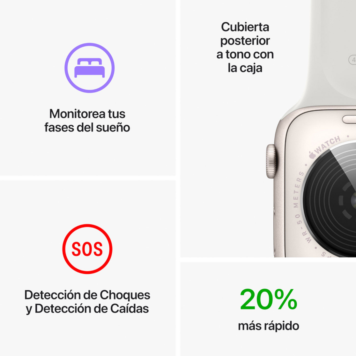 Apple Watch SE GPS de 40 mm Caja de Aluminio en Blanco Estelar, Correa Deportiva Blanco Estelar
