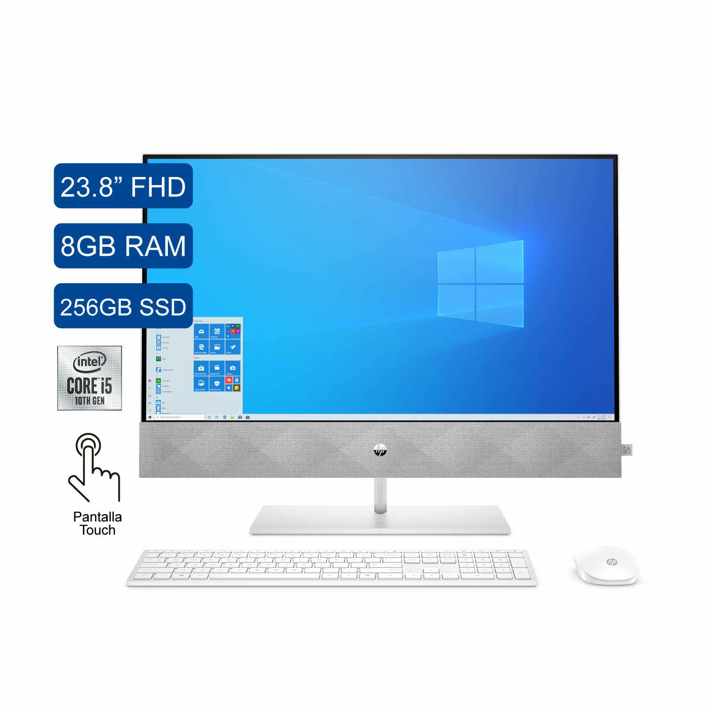 Computador All in One HP 23.8" Pulgadas k0001la Intel Core i5 - RAM 8GB - Disco SSD 256 GB + HDD 1 TB - Blanco