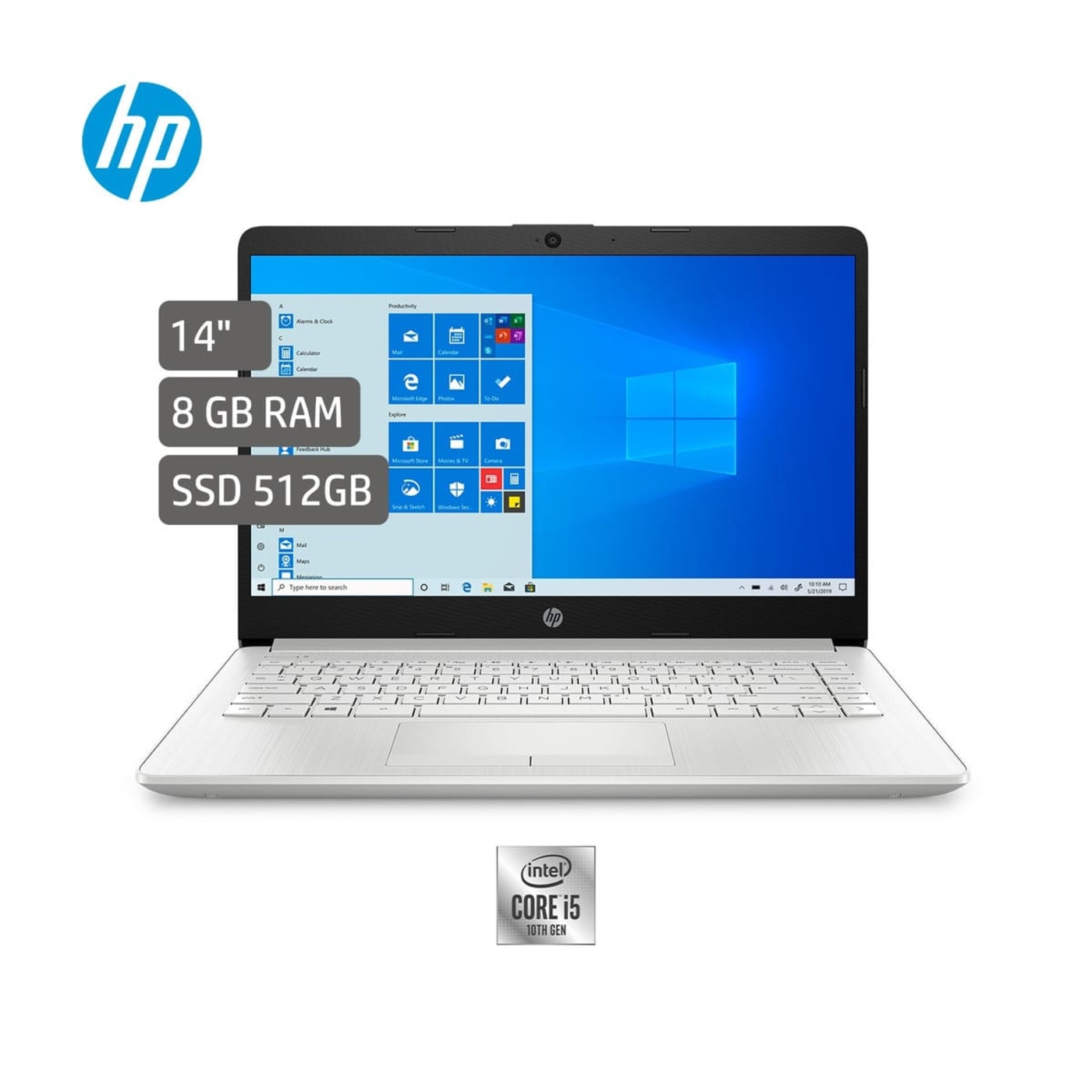 Computador Portátil HP 14" Pulgadas cf2076la - Intel Core i5 - RAM 8GB - Disco SSD 512 GB - Plata