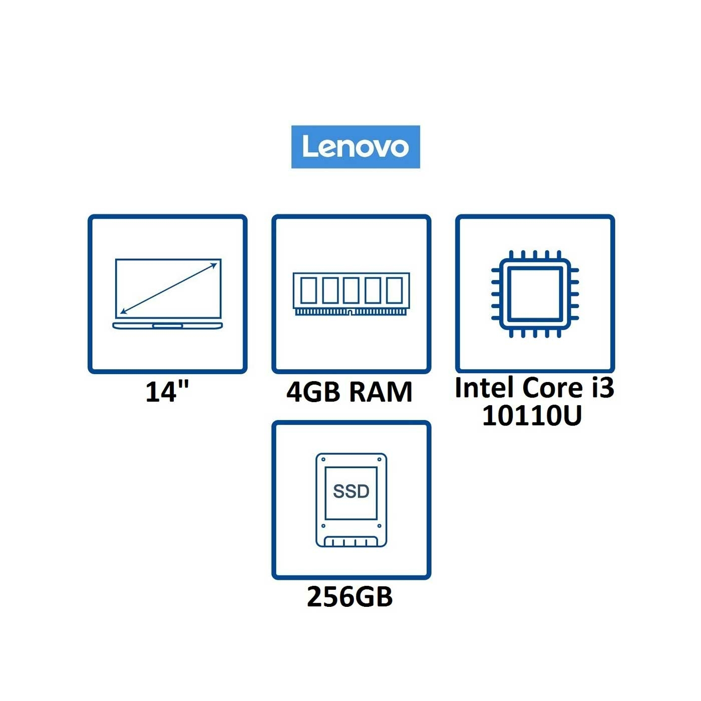 Computador Portátil LENOVO 14" Pulgadas IdeaPad 3 - Intel Core i3 - RAM 4GB - Disco SSD 256GB - Azul