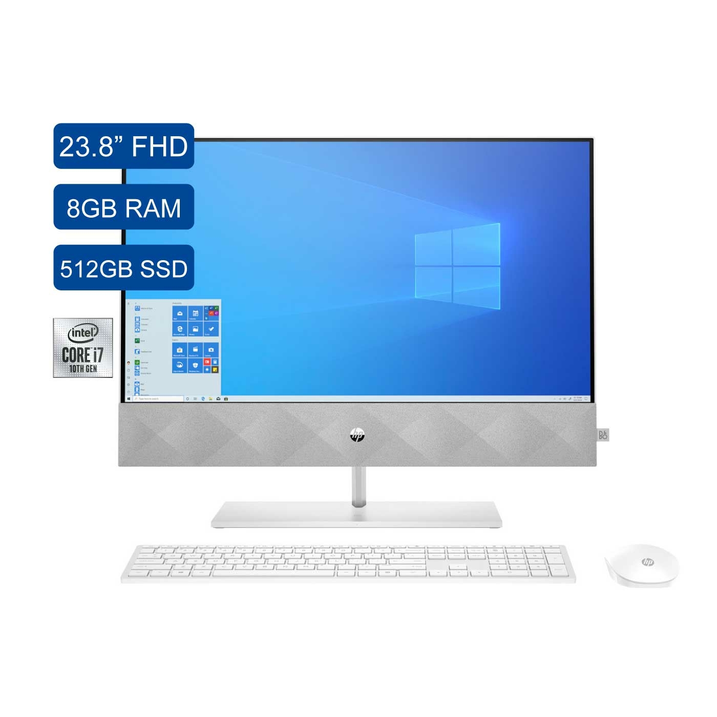 Computador All in One HP 23.8" Pulgadas k0501la Intel Core i7 - RAM 8GB - Disco SSD 512 GB - Blanco