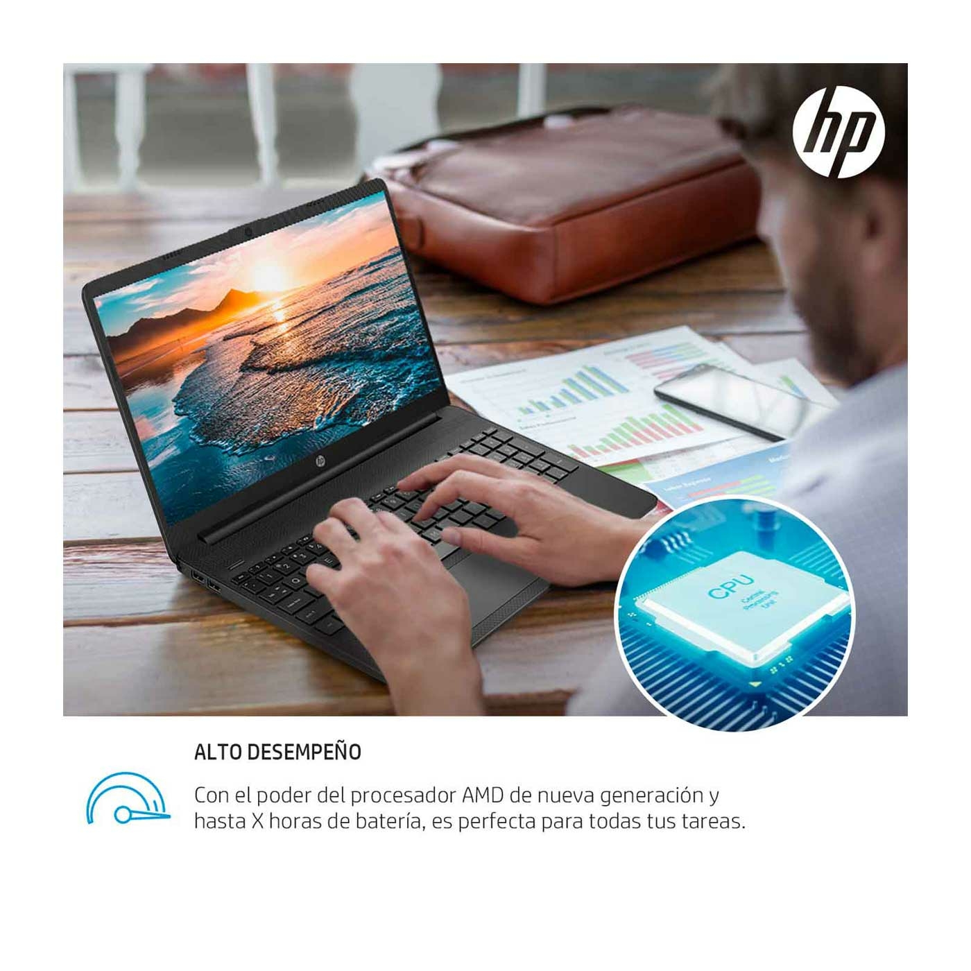 Computador Portátil HP 15.6" Pulgadas ef2510la - AMD Ryzen 3 - RAM 8GB - Disco SSD 512 GB - Negro