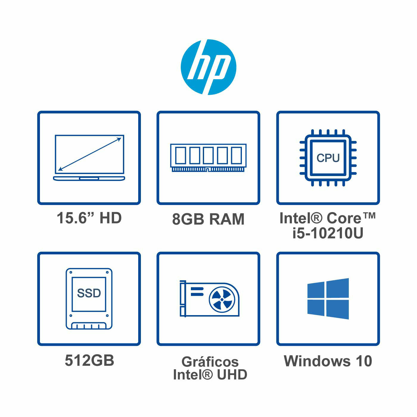 Computador Portatil HP 15.6" Pulgadas dw1066la - INTEL Core i5 - RAM 8GB - Disco SSD 512 GB - Plata