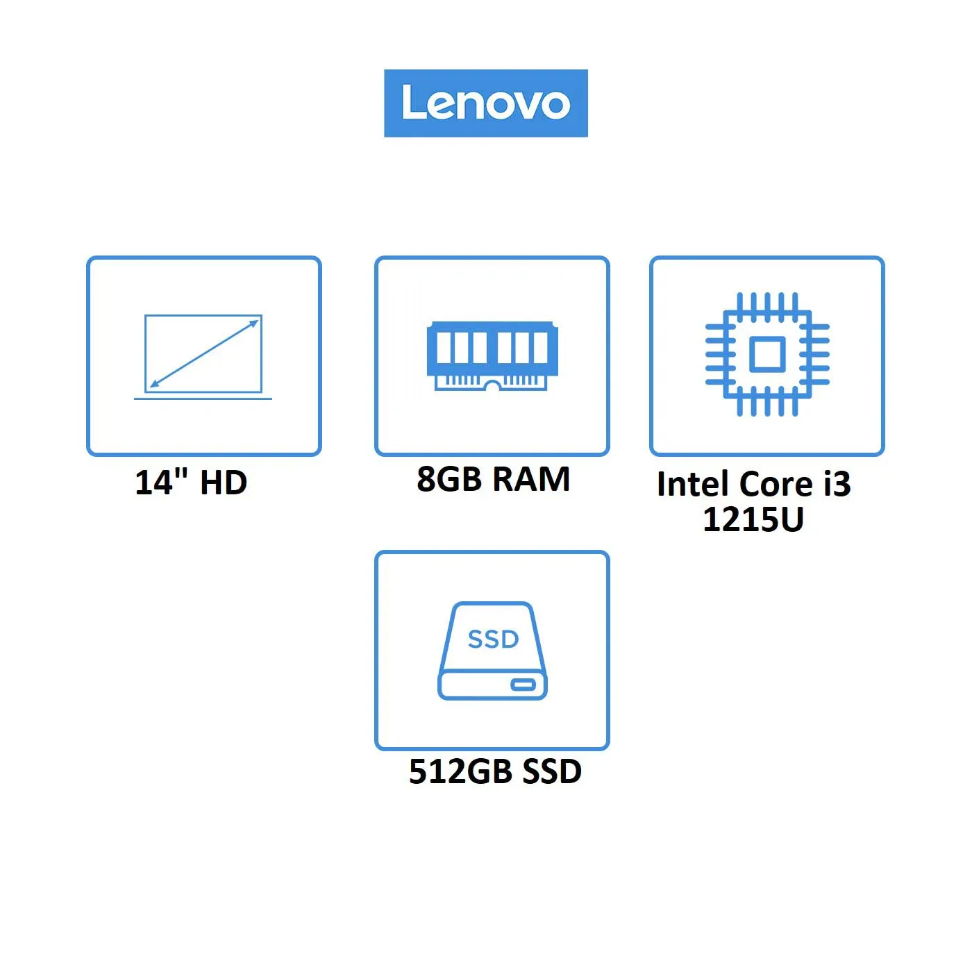 Computador Portátil LENOVO 14" Pulgadas IdeaPad 1 - Intel Core i3 - RAM 8GB - Disco SSD 512GB - AZUL
