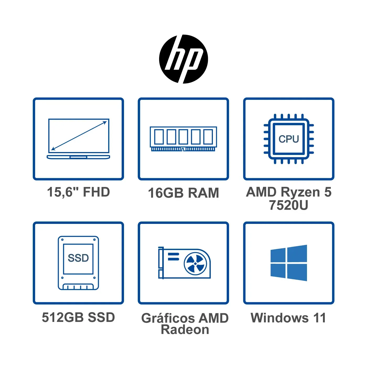 Computador Portátil HP 15.6" Pulgadas Fc0007la AMD Ryzen 5 - RAM 16GB - Disco SSD 512GB - Plata