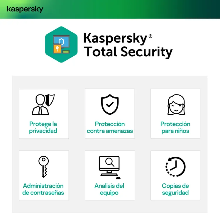 Pin Antivirus KASPERSKY Total Security 1 dispositivo - 1 año