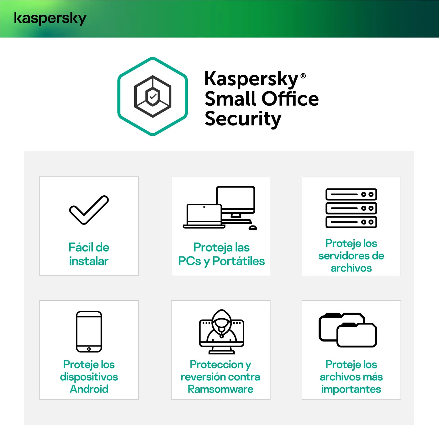 Pin Antivirus KASPERSKY Small Office Security 5 equipos - 1 año