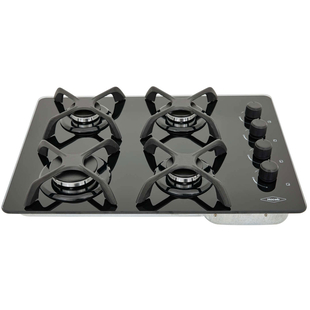 Estufa de empotrar HACEB 60 cms 4 Puestos Gas Natural Cristal ASL CG Mando Laterial Negro