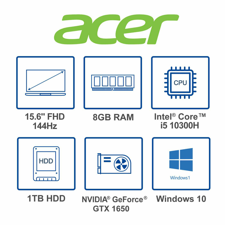 Computador Portatil Gamer ACER NITRO 15.6" Pulgadas 52B9 - Intel Core i5 - RAM 8GB - Disco HDD 1TB - Negro