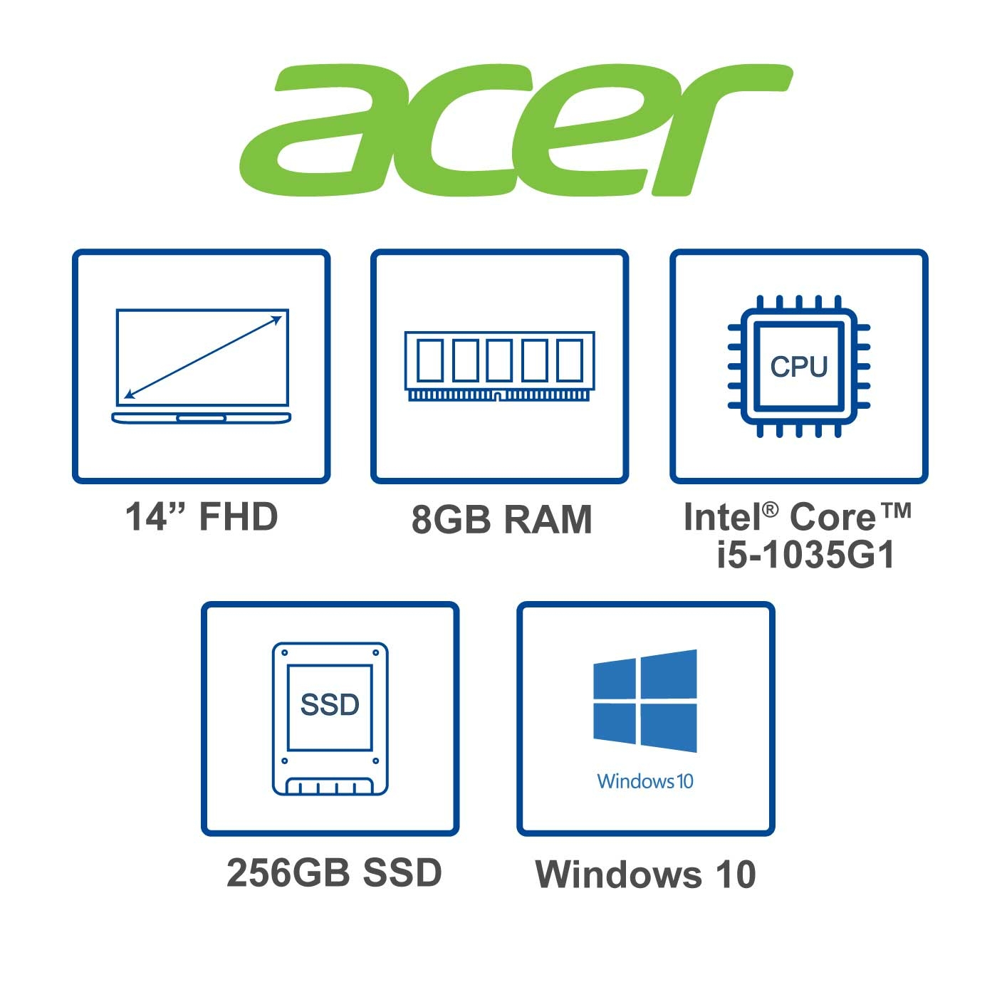 Computador Convertible 2en1 ACER 14" Pulgadas 51AN + Stylus Pen Intel Core i5 - 8GB RAM - Disco Solido 256GB - Plateado