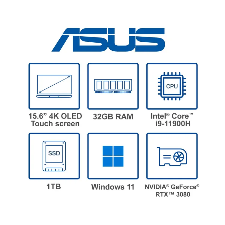 Computador Portátil ASUS Zenbook Pro Duo OLED 15.6" Pulgadas UX582HS - Intel Core i9 - RAM 32GB - Disco SSD 1 TB - Azul + Obsequios