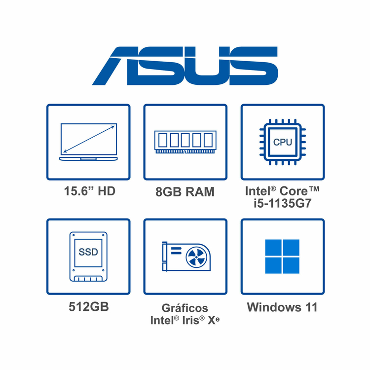 Computador Portátil ASUS 15,6" Pulgadas - X515EA - Intel Core i5 - RAM 8GB - Disco SSD 512 GB - Plateado