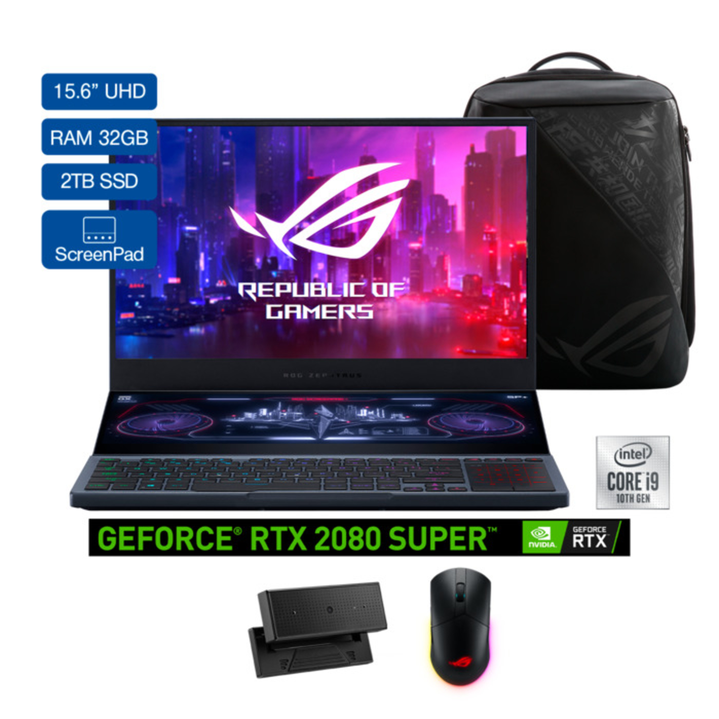 Computador Portátil Gamer ROG Zephyrus Duo - 15,6" Pulgadas GX550LXS Intel Core i9 - RAM 32GB - Disco SSD 2TB - Gris