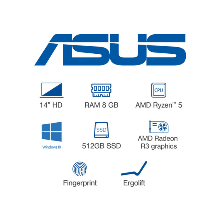 Computador Portátil ASUS VivoBook 14" Pulgadas M413IA-BV263T Procesador AMD Ryzen 5 - 8GB RAM - Disco Estado Sólido 512 GB - Negro