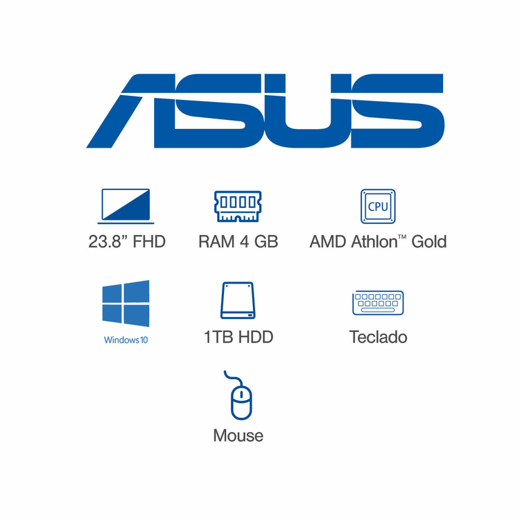 Computador All In One ASUS Vivo AIO 23,8" Pulgadas M241DAK-BA029T AMD Athlon Gold - 4GB RAM - Disco Duro 1TB - Negro