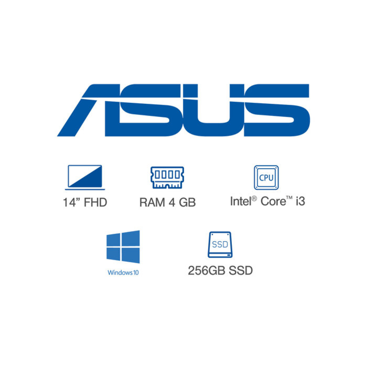 Computador Portátil ASUS 14" Pulgadas X409JA Intel Core i3 - RAM 4GB - Disco SSD 256GB - Gris