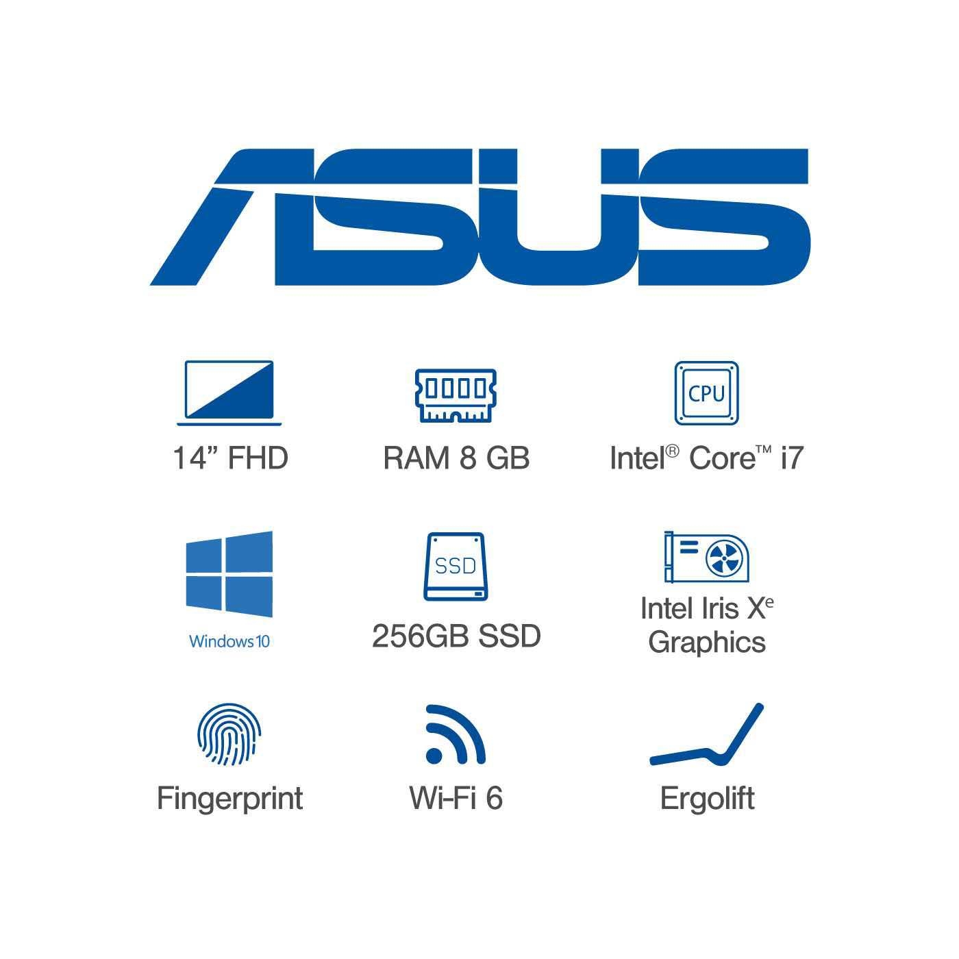 Computador Portátil ASUS VivoBook 14" Pulgadas X413EA Intel Core i7 - RAM 8GB - Disco SSD 256 GB - Negro