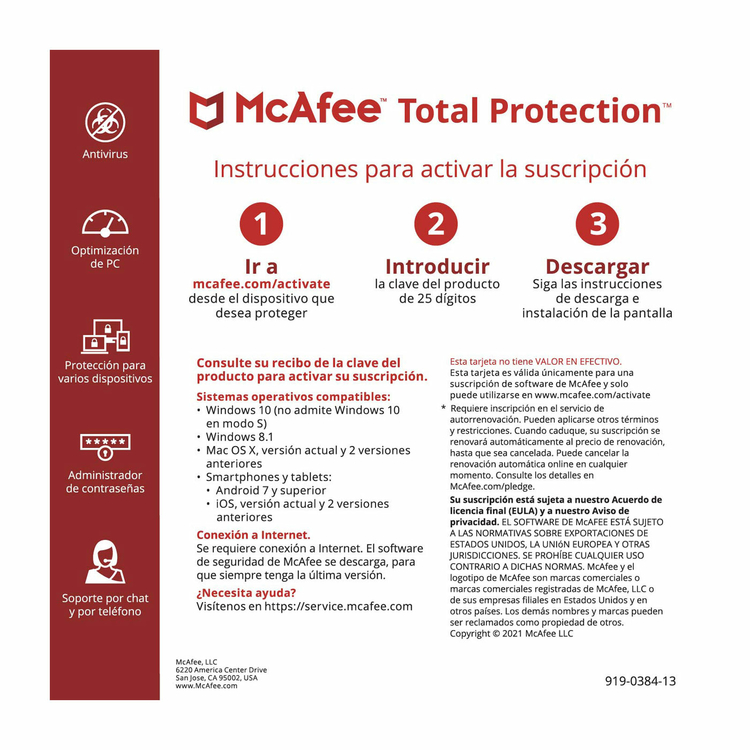 Antivirus McAfee Total Protection 1 Dispositivo