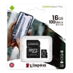 Memoria Micro SD KINGSTON 16GB + Adaptador Cl10 - 