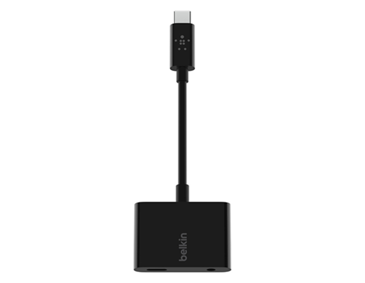Adaptador de Carga BELKIN RockStar USB-C a USB-C /Audio 3.5 mm Negro