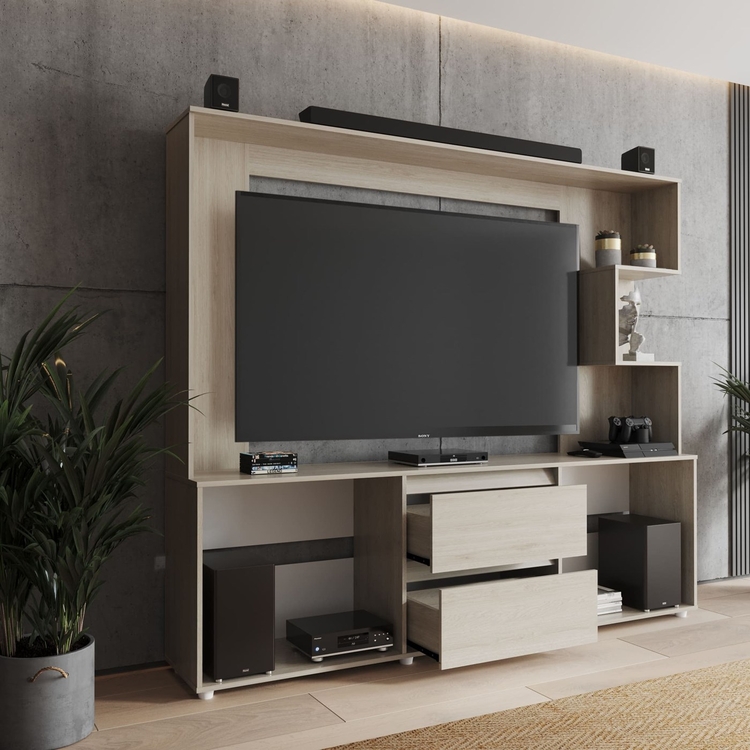 Centro de Entretenimiento MADERKIT Baptistine Ceniza Centro de Entretenimiento MADERKIT Baptistine Ceniza