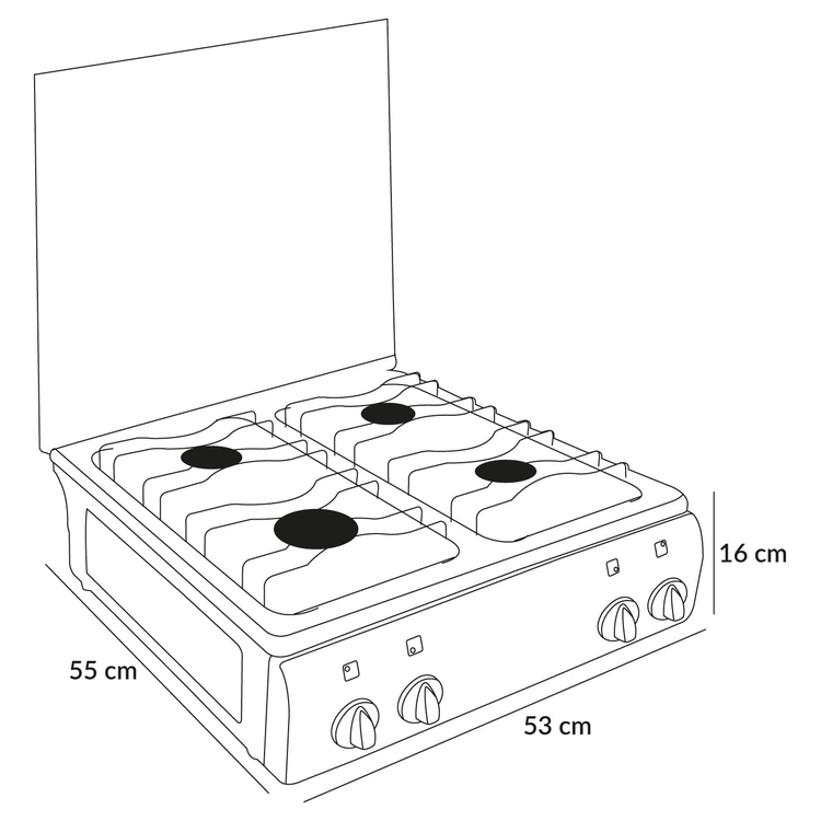 Estufa de Mesa SUPERIOR 4 Puestos Gas Propano 7054 Gris