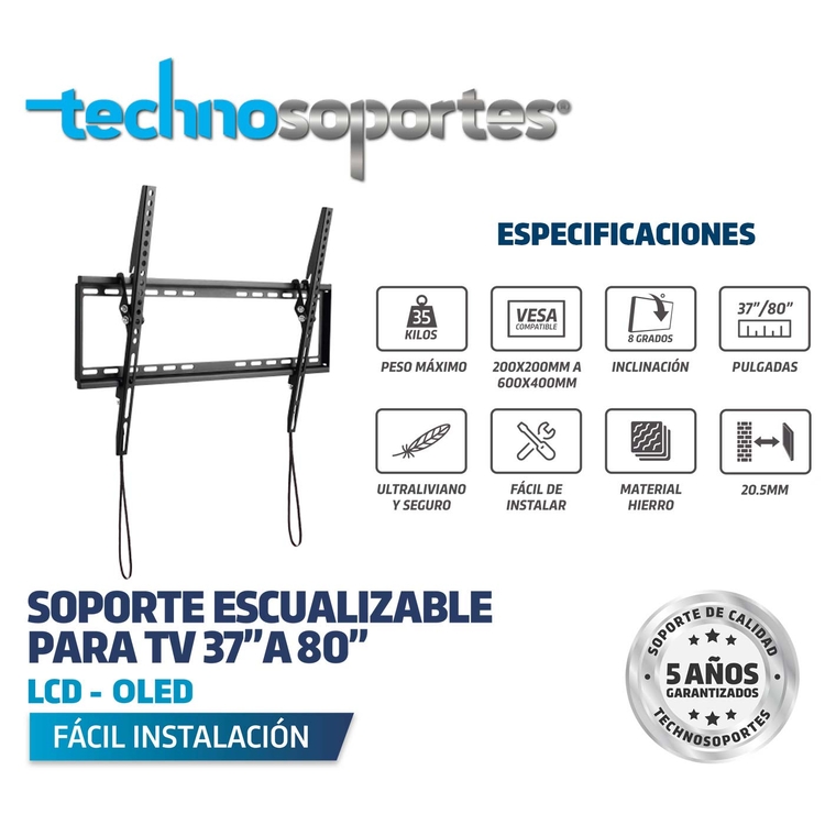 Base TECHNOSOPORTES Escualizable para televisores de 37" a 80" Base TECHNOSOPORTES Escualizable para televisores de 37