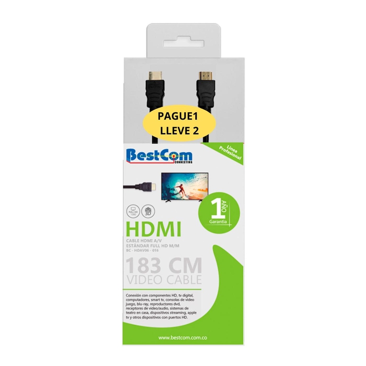 Cable BESTCOM HDMI a HDMI FHD de 1.83 Metros