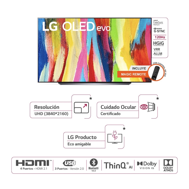 TV LG 83" Pulgadas 211 cm OLED83C2PSA 4K-UHD OLED Smart TV