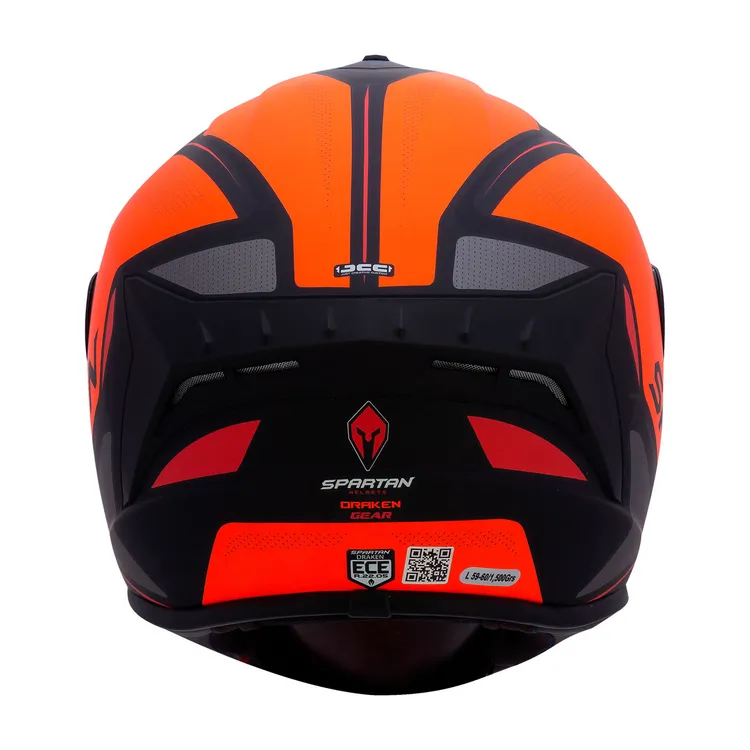 Casco Moto SPARTAN Draken Gear Naranja Fluor Mate Talla XL