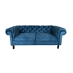 Sofa 2 puestos TUKASA Chesterfield lona azul - 