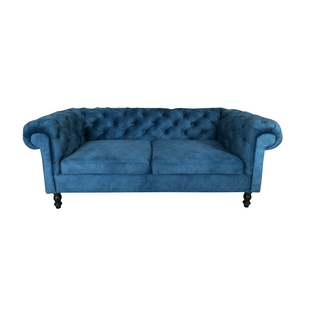Sofa 2 puestos TUKASA Chesterfield lona azul