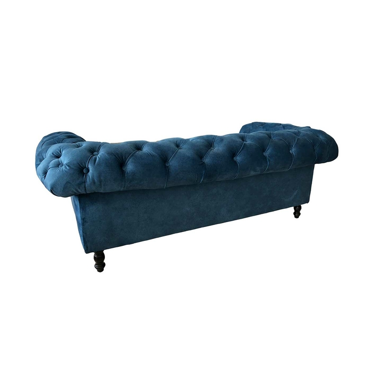 Sofa 2 puestos TUKASA Chesterfield lona azul