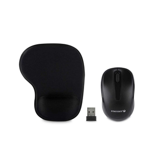 Combo ESENSES Inalámbrico Mouse Óptico + Pad Mouse Negro