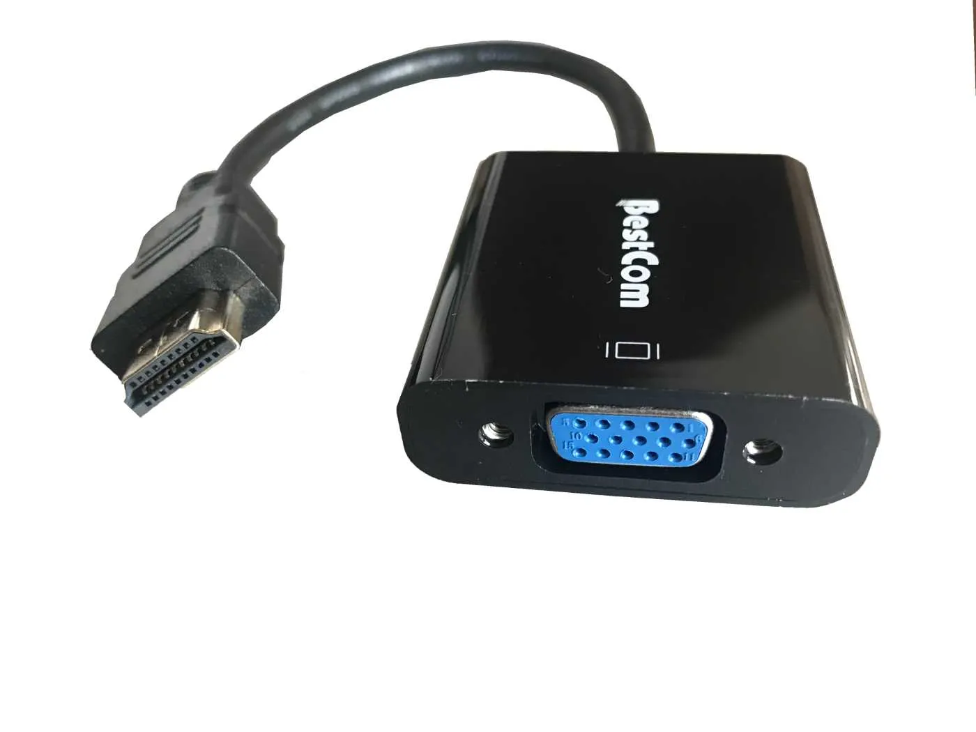 Adaptador HDMI estándar macho a VGA hembra con salida de audio 3,5 mm 1080p.